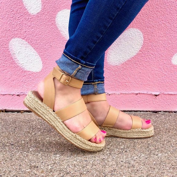 TOP Moda Shoes - FINAL PRICE! Butterscotch Tan Platform Espadrille Sandals